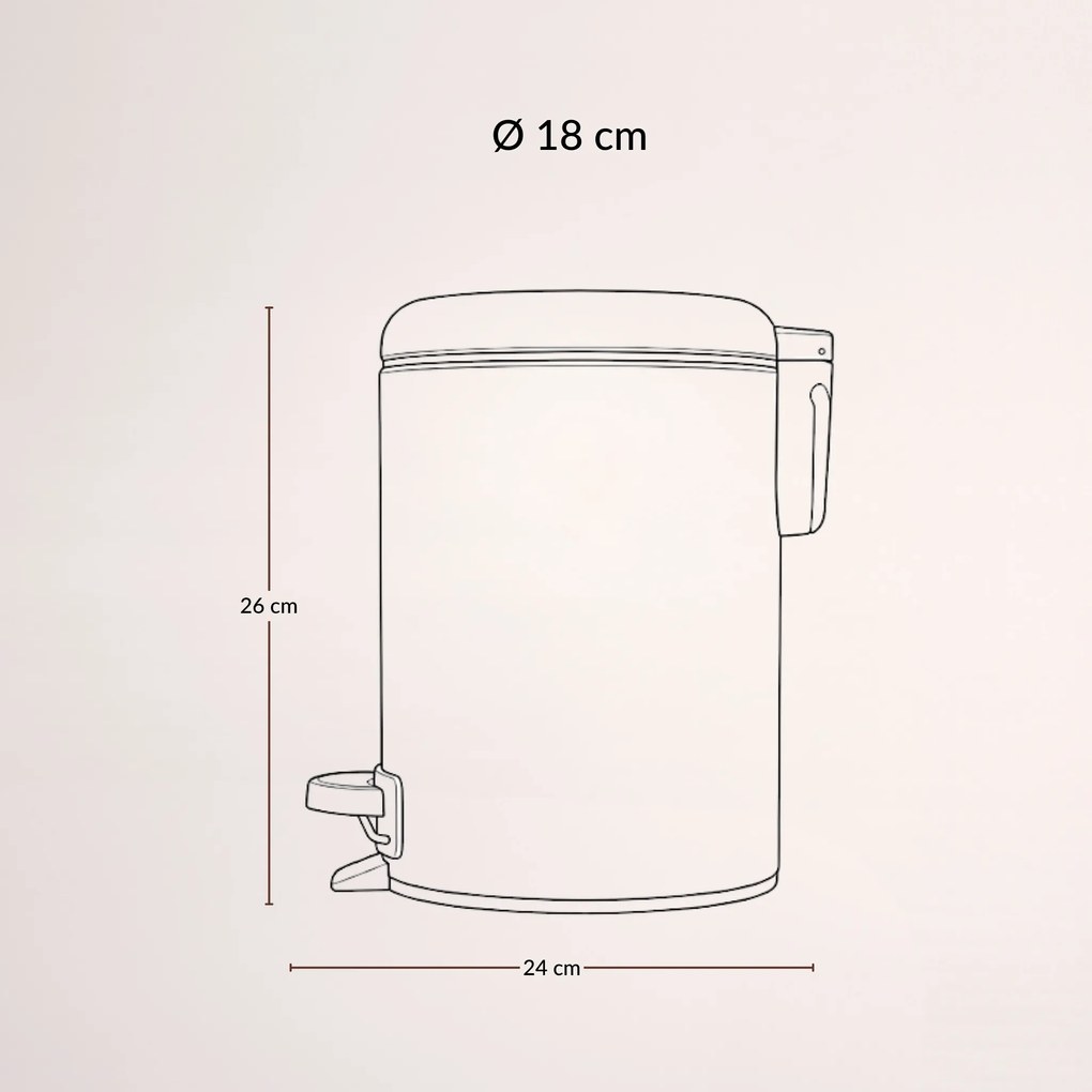 Kosz łazienkowy STEG z wolno opadającą pokrywą, wyciągany pojemnik, 3 l