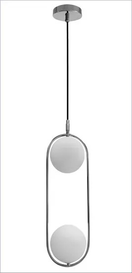Srebrna industrialna lampa wisząca z dwoma kloszami - M081-Axio