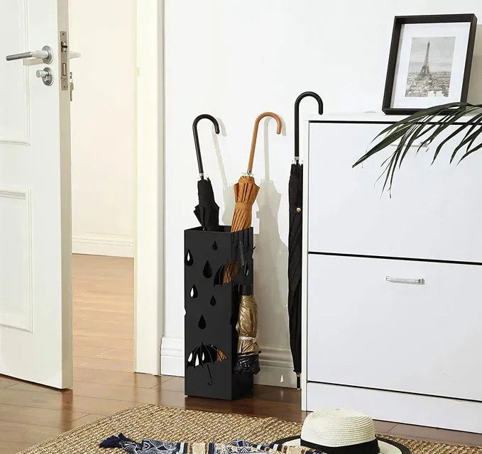 Ażurowy Parasolnik Czarny Metalowy Do Przedpokoju N5-H07