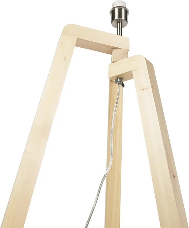 Lampa podłogowa trójnóg drewniana bez klosza - Puros
