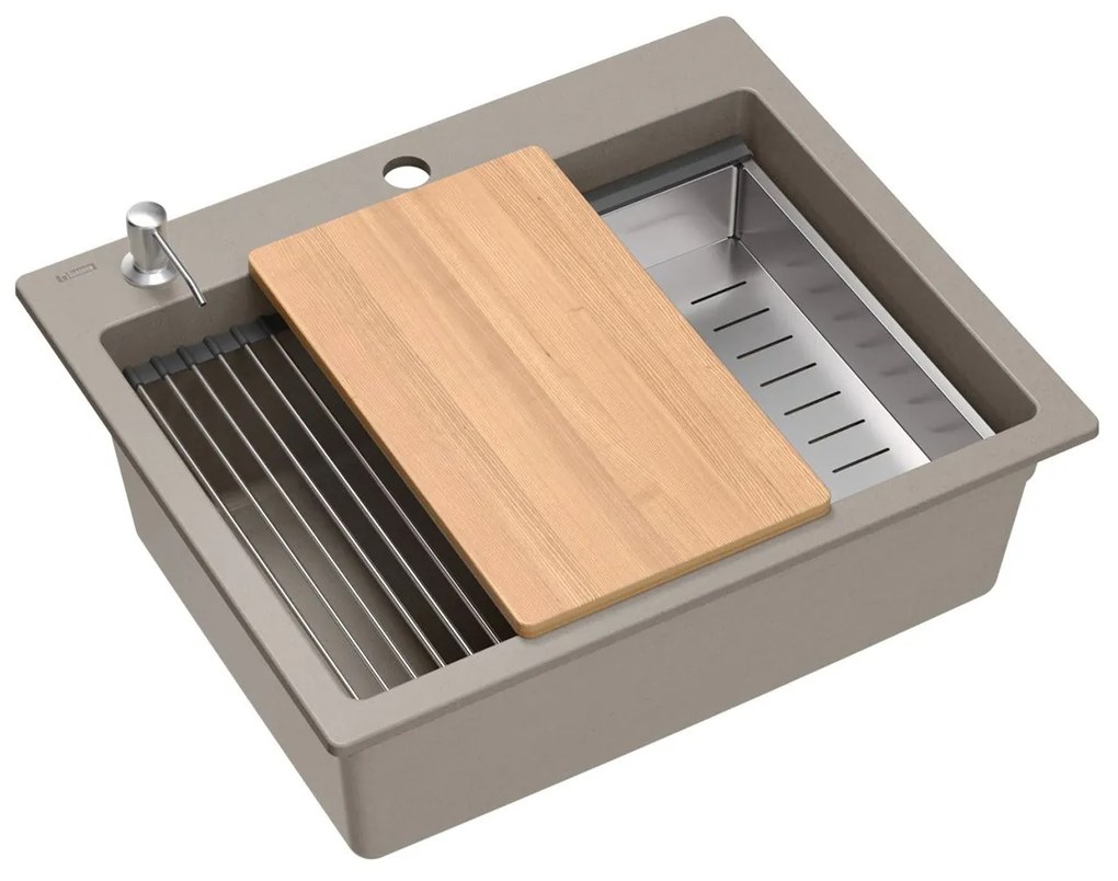 Zlewozmywak granitowy KURT 110 WORKSTATION BEŻ