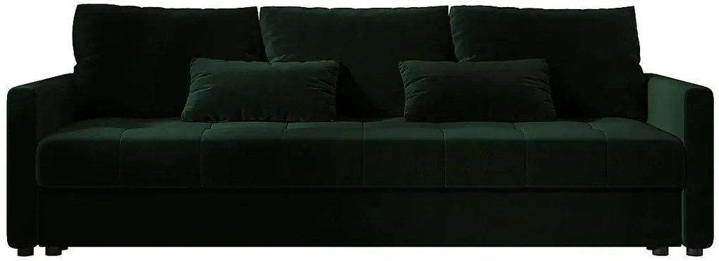 Ciemnozielona welurowa sofa rozkładana z pojemnikiem D2-L20