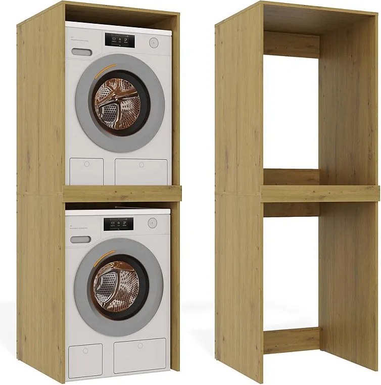 Szafka POLA TWIN |Dąb  Artisan |64x64x180 cm | Słupek na Pralkę i Suszarkę
