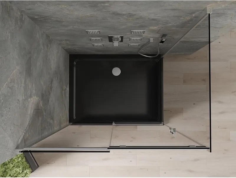 Mexen Omega kabina prysznicowa rozsuwana 100 x 80 cm, grafit, chrom + brodzik Flat, czarny - 825-100-080-01-40-4070