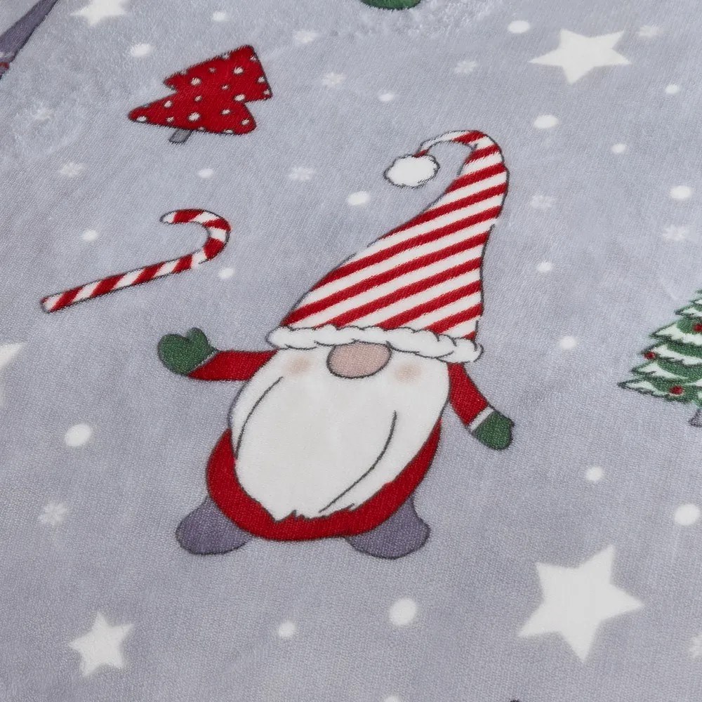 Szara pościel dwuosobowa z mikropluszu 230x220 cm Festive Gnomes – Catherine Lansfield