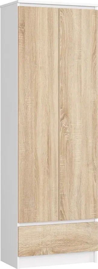 Minimalistyczny regał do salonu biały + dąb sonoma L6-K43