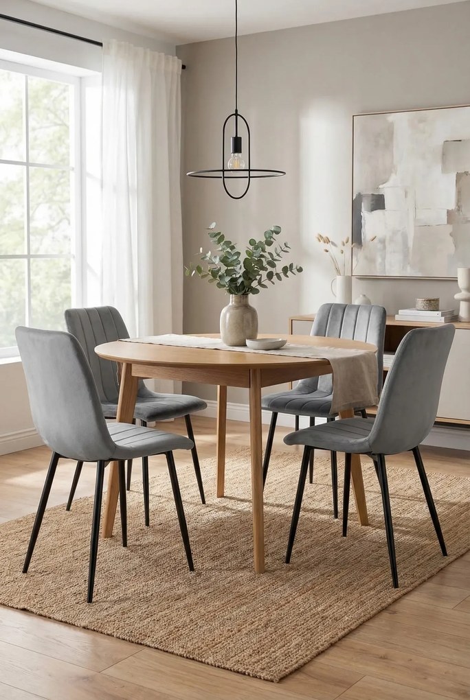 Zestaw jasnoszarych krzeseł welurowych 4 szt. K5-N30