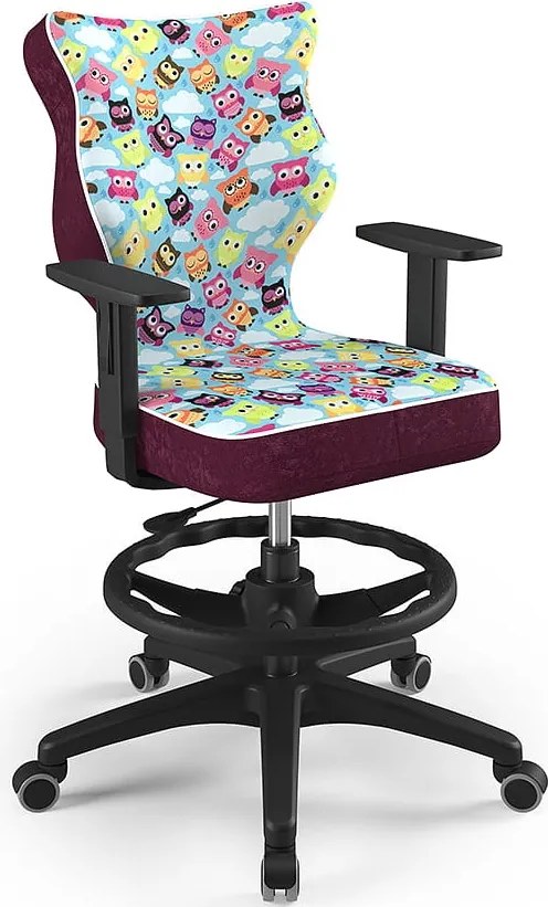 Krzesło do biurka z wzorami Duo Black rozmiar 6 (159-188 cm) z podnóżkiem