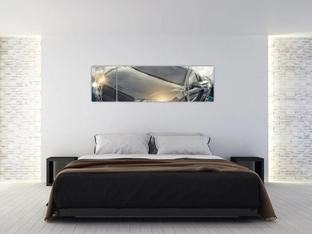 Obraz samochodu Audi - szary (170x50 cm)