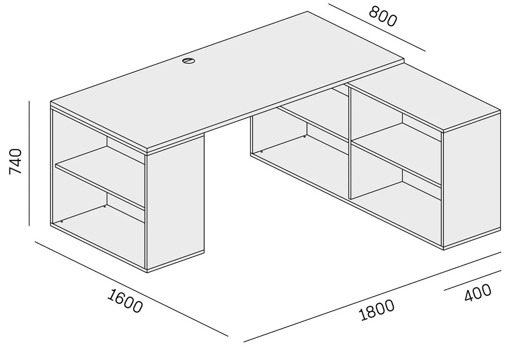 PLAN Zestaw mebli biurowych BLOCK B01, naturalny dąb/grafitowy