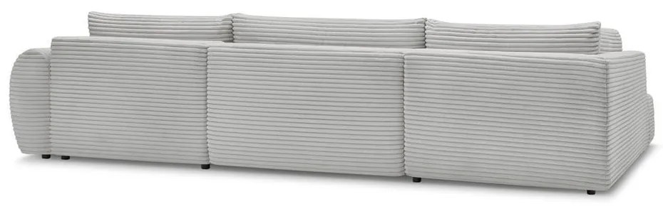 Jasnoszary sztruksowy rozkładany/ze schowkiem narożnik (lewostronny/w kształcie litery U) Lucien – Bobochic Paris