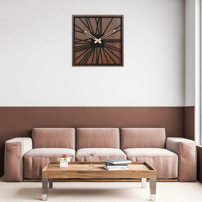 Drewniany zegar ścienny - Sentop | HDFK031 | orzech wenge
