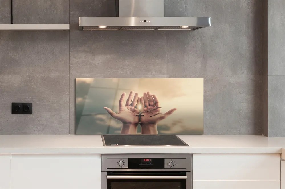 Szklany Panel Ręce Wzniesione ku Niebu