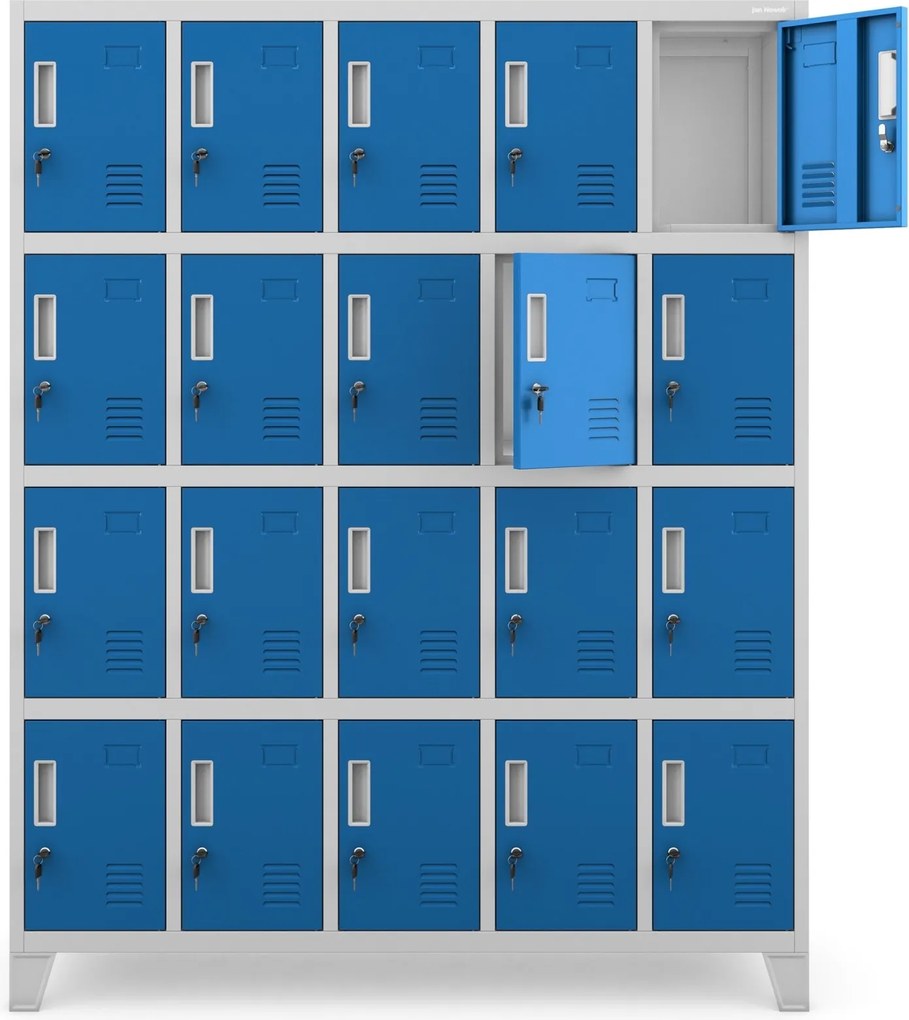 Szafa BHP 20-skrytkowa 136x45x172 cm Robert, szary/niebieski