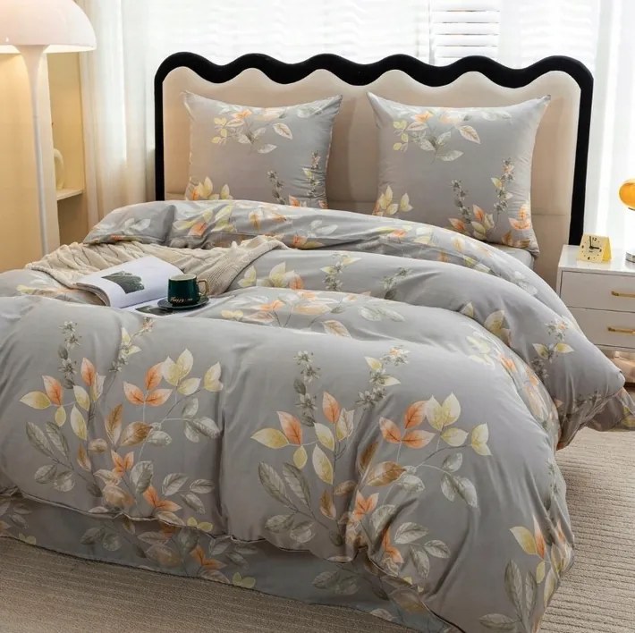 PrzytulneMieszkanie.pl PrzytulneMieszkanie.pl Pościel z mikrofibry MISTLEAF szara Rozmiar pościeli: 70 x 80 cm | 140 x 200 cm