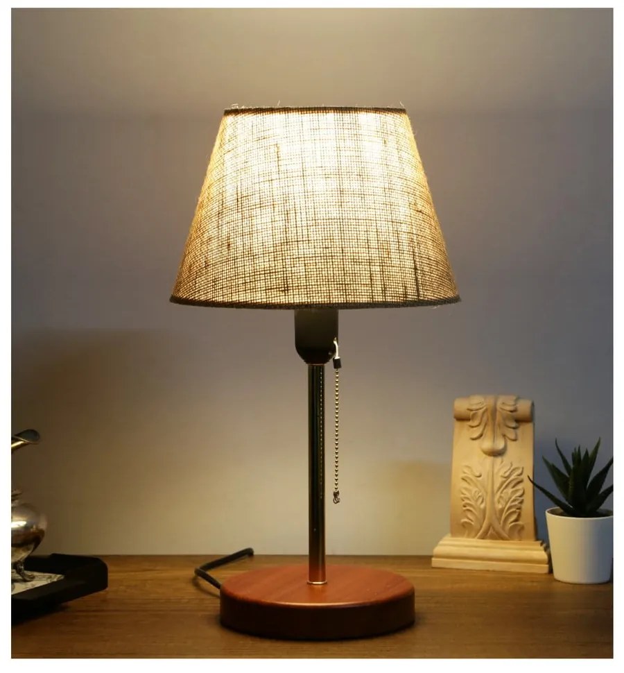 Beżowa lampa stołowa z tekstylnym kloszem (wysokość 14 cm) Mardin – Opviq lights