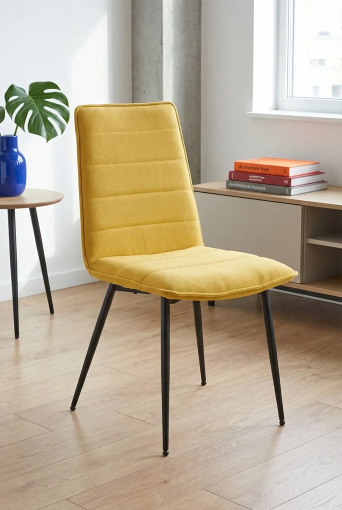 Musztardowe tapicerowane krzesło W8-P06