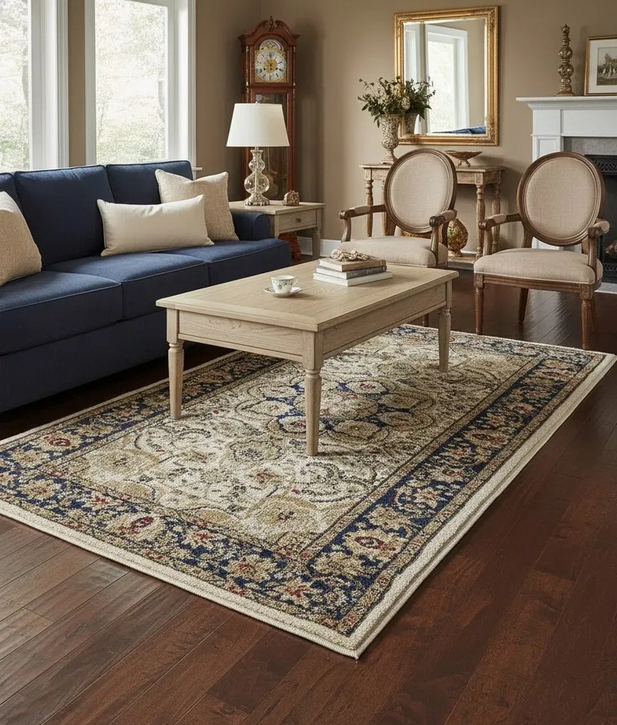 Kremowy stylowy dywan w rustykalnym stylu T6-E73