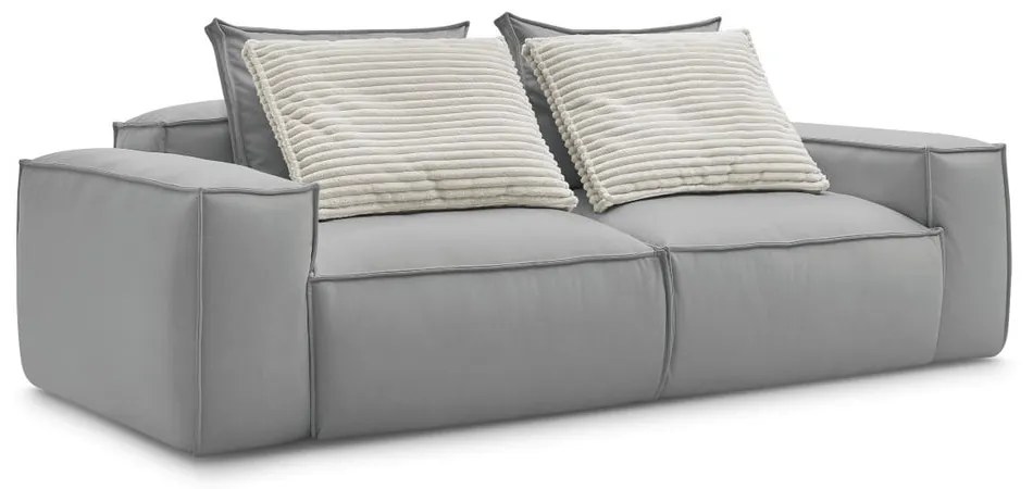 Jasnoszara sofa z imitacji skóry 260 cm Boheme – Bobochic Paris