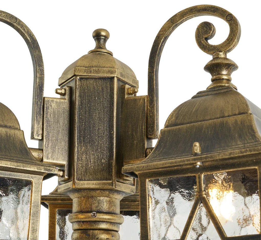 Klasyczny lampion zewnętrzny antyczne złoto z przezroczystym szkłem 198 cm IP44 - London