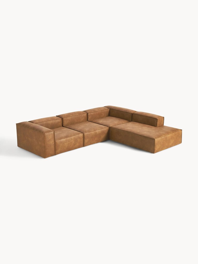 Narożna sofa modułowa XL ze skóry z recyklingu Lennon