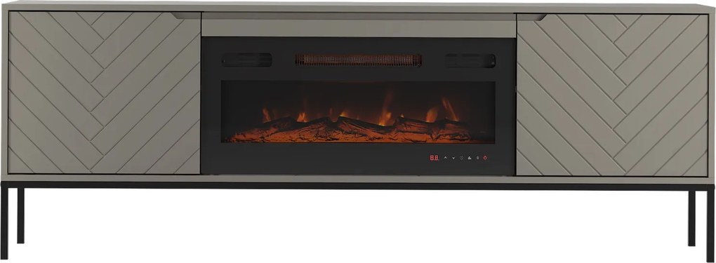 Szafka RTV z kominkiem Aspen 02 cashmere/czarny 180 cm