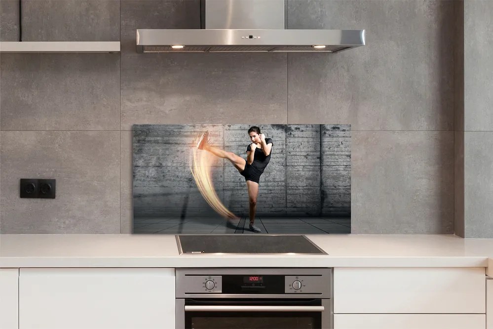 Szkło do Kuchni na Ścianę Kobieta Trenująca Fitness