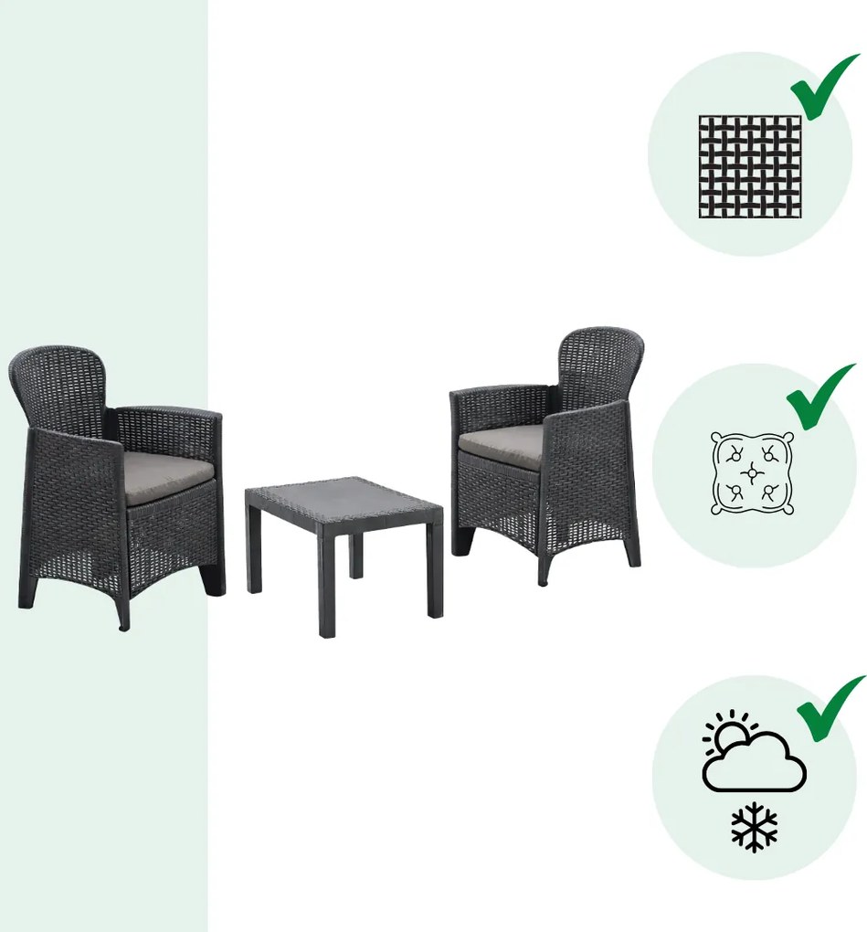 Zestaw ogrodowy AKITA, 3-częściowy, antracytowy I.P.A.E-Progarden