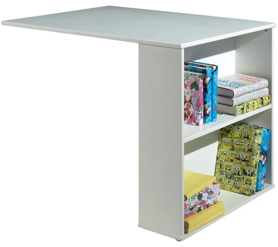 Białe podwyższone łóżko dziecięce z litego drewna sosnowego ze schowkiem 90x200 cm SCOTT – Vipack