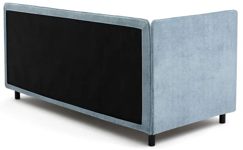 Niebieskie tapicerowane łóżko jednoosobowe ze schowkiem i materacem 90x200 cm Avela – Bonami Selection
