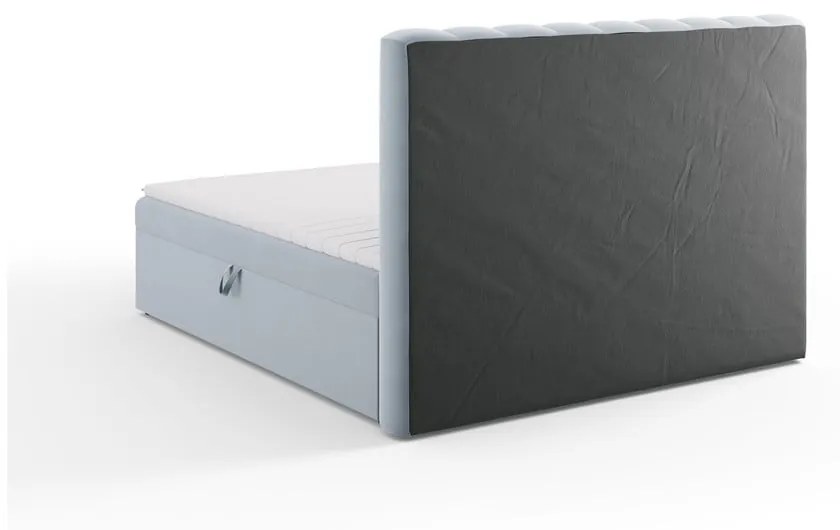 Jasnoniebieskie łóżko boxspring ze schowkiem 180x200 cm Gina – Milo Casa