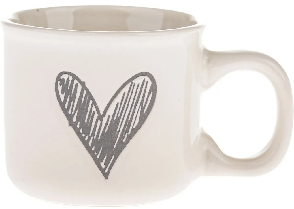 Zestaw 6 ceramicznych kubków Serduszko II, 90 ml,szary