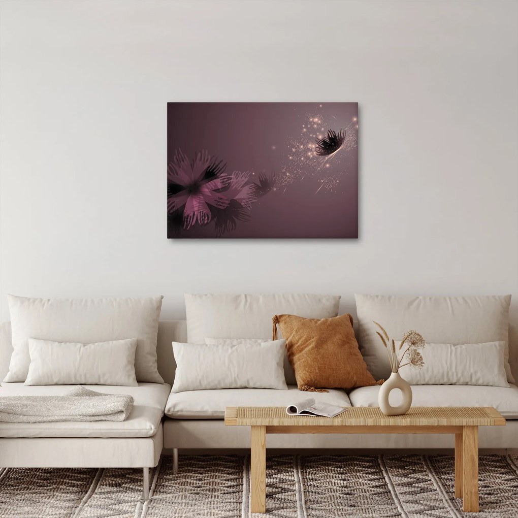 Obraz kwiatu z motylem (70x50 cm)