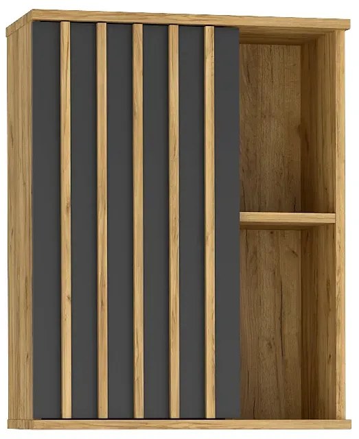 Wisząca szafka w stylu loft z czarnymi lamelami - Lironi 9X