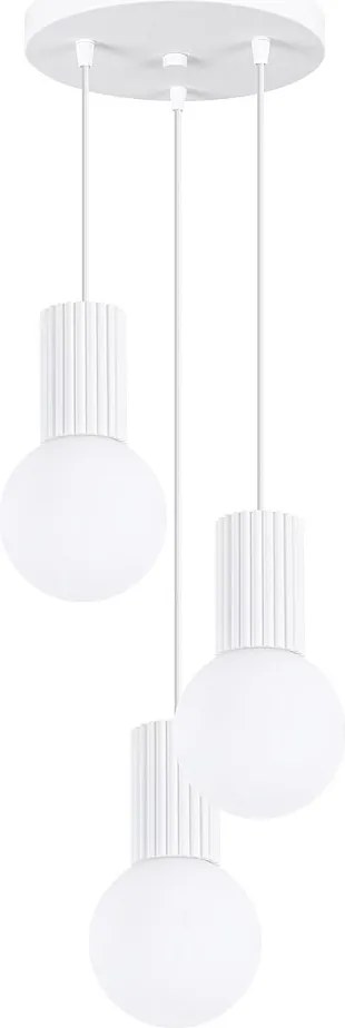 Lampa Wisząca Nowoczesny Halo, Aluminium/Szkło - 3 Źródło - L.25 X H.125 Cm - Biały