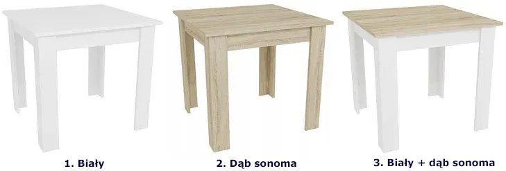 Klasyczny kwadratowy stół dąb sonoma + biały W3-E16