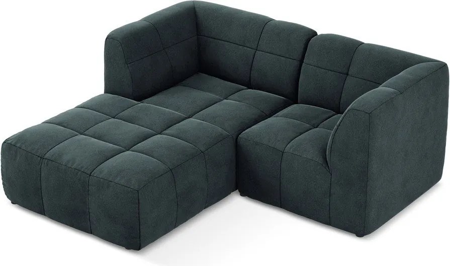 Niebieski aksamitny narożnik (lewostronny/z szezlongiem) Aloha – Makamii