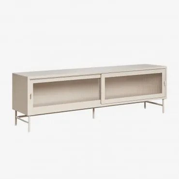 Szafka Rtv Paoline 180x40 Cm Ze Stali I Szkła Kremowa - Sklum