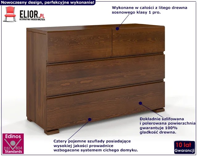 Komoda drewniana z szufladami Narcyx 3S - Orzech