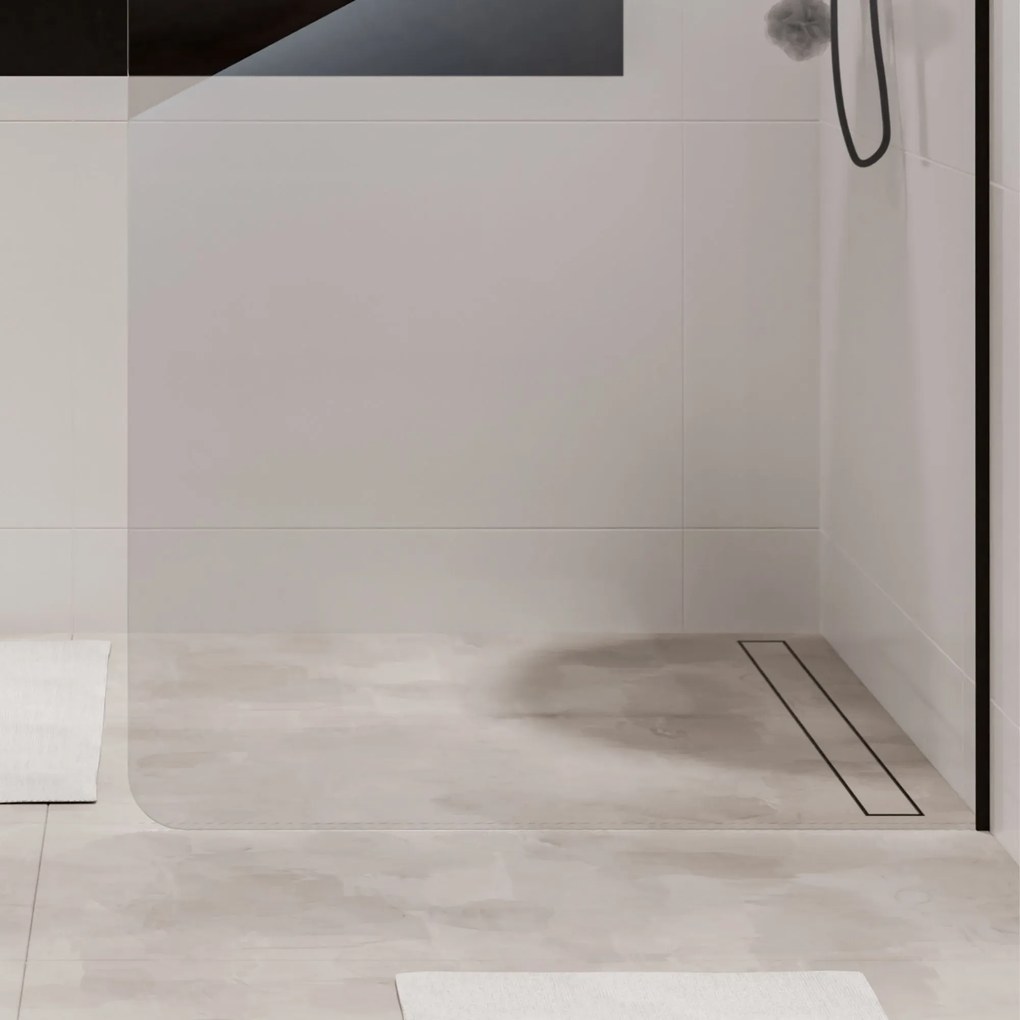 Ścianka prysznicowa WALK IN FIX przezroczysta 8 mm MOLIS NATURE clear Round MASSI I Różne rozmiary : Kolor profili kabiny - czarny, Szerokość ścianki - 100 cm, Typ montażu - WALK in FIX (Do ściany)