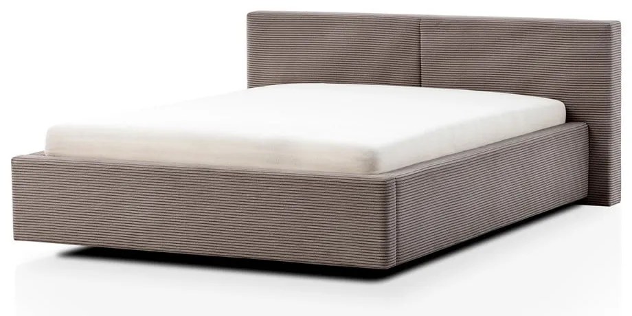 Szare/brązowe tapicerowane łóżko dwuosobowe ze schowkiem ze stelażem 180x200 cm Cube – Meise Möbel