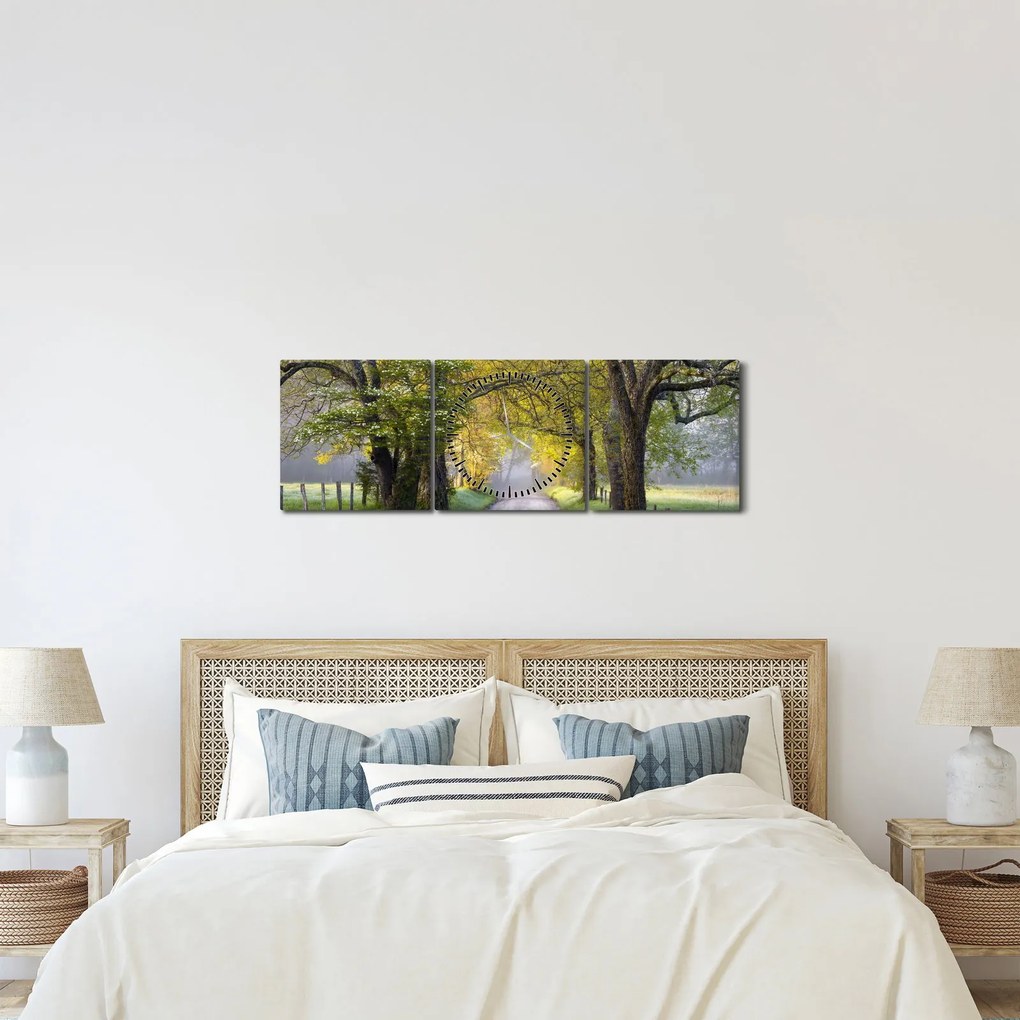 Zdjęcie - Smoky Mountains, Gatlinburg, USA (z zegarem) (90x30 cm)