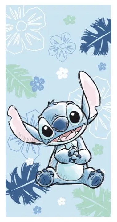 Niebieski bawełniany ręcznik dziecięcy 70x140 cm Lilo and Stitch "Ohana Blue" – Jerry Fabrics