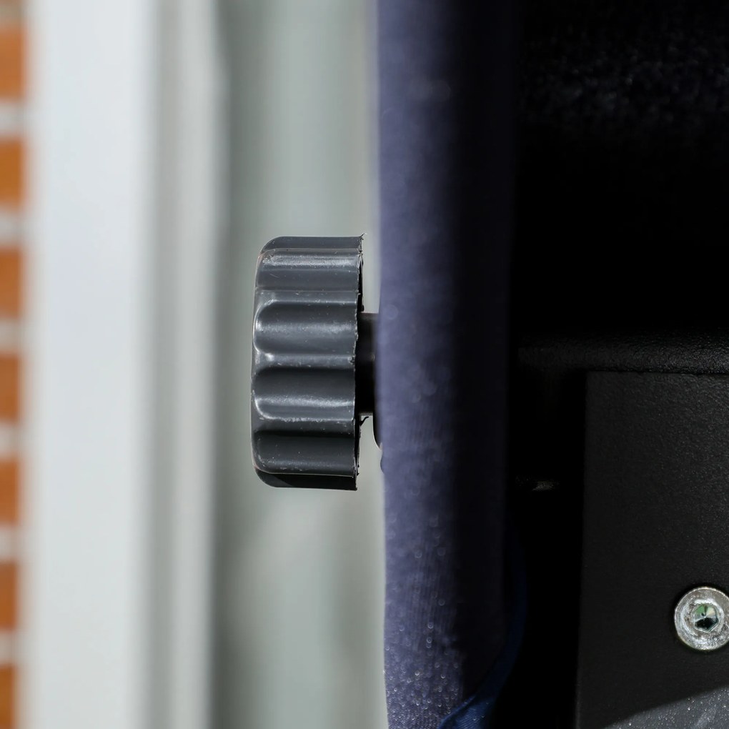 Outsunny Hollywoodzka Huśtawka Ogrodowa na 3 Osoby z Regulowanym Dachem Texteline Komfort i Styl Granatowy Czarny 198x118x168cm | Aosom PL