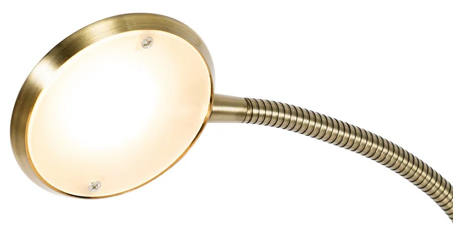 Lampa stojąca brązowa z LED i ściemniaczem z lampką do czytania - Fez Retro Oswietlenie wewnetrzne
