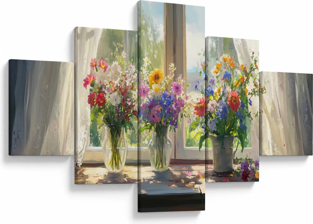 Obraz - Bukiet przy oknie (125x70 cm)