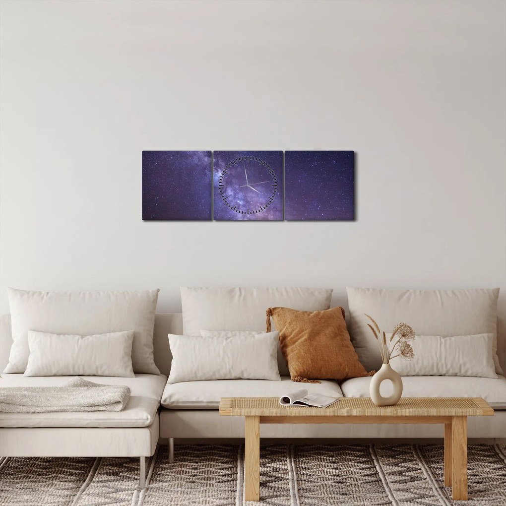 Obraz - Widok z kosmosu (z zegarem) (90x30 cm)