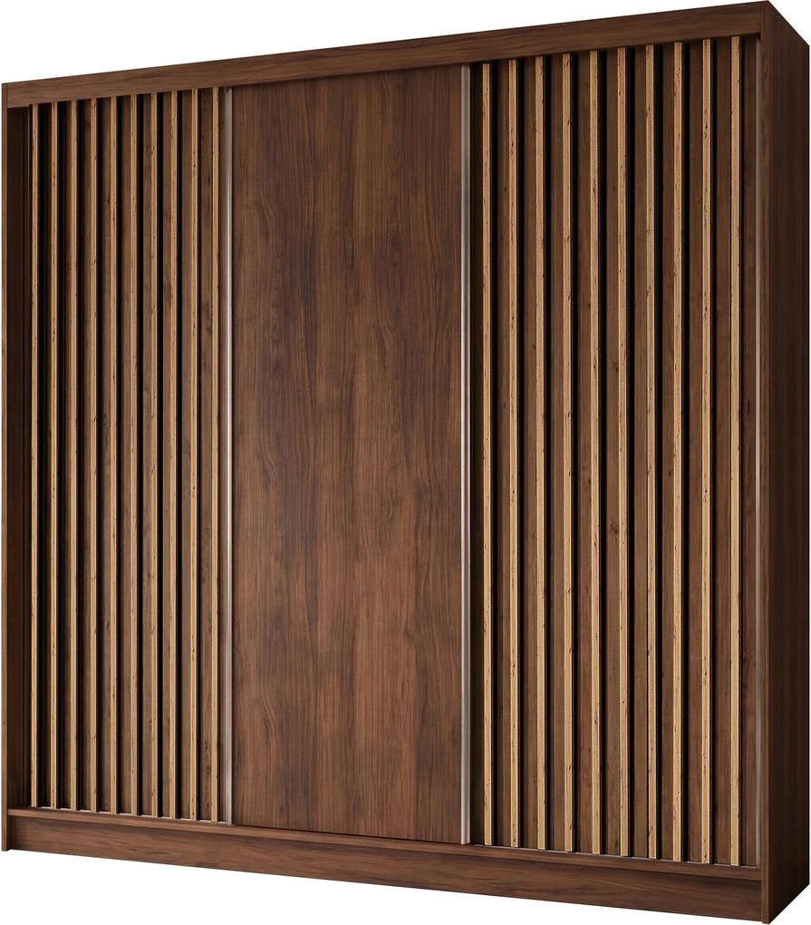 Szafa LAMELLO - Orzech / Lamele Dąb artisan / Bez lustra / 4 szuflady / 240 cm