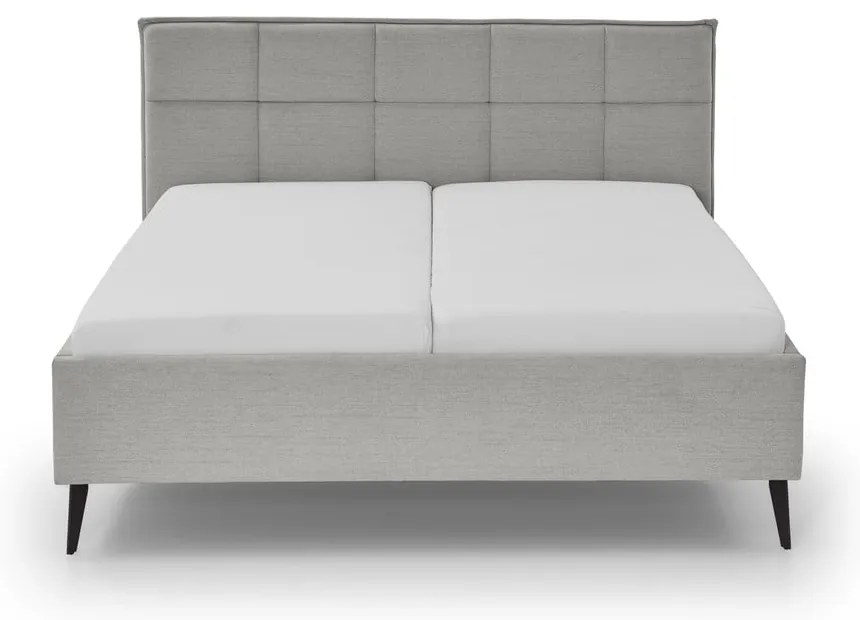 Jasnoszare łóżko dwuosobowe ze schowkiem ze stelażem 200x200 cm Paulo – Meise Möbel