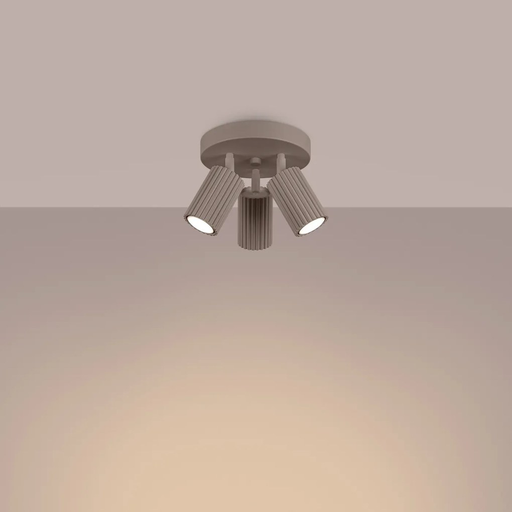 Plafon trzypunktowy KARBON 3P taupe okrągły SOLLUX  LIGHTING